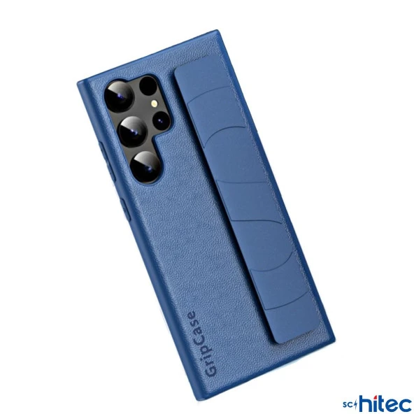 ScHitec Samsung Galaxy S24 Ultra Uyumlu Premium Case Parmak Askılı Telefon Kılıfı Lacivert - Resim 3