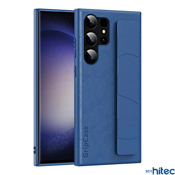 ScHitec Samsung Galaxy S24 Ultra Uyumlu Premium Case Parmak Askılı Telefon Kılıfı Lacivert - Resim 4