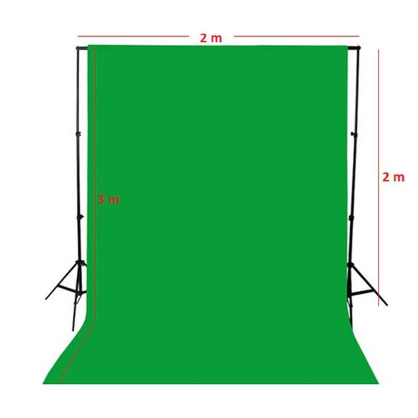 Rabsev 2x3m Yeşil Fon Perde + Fon Standı Seti 4 Mandal Green Screen Background - 3