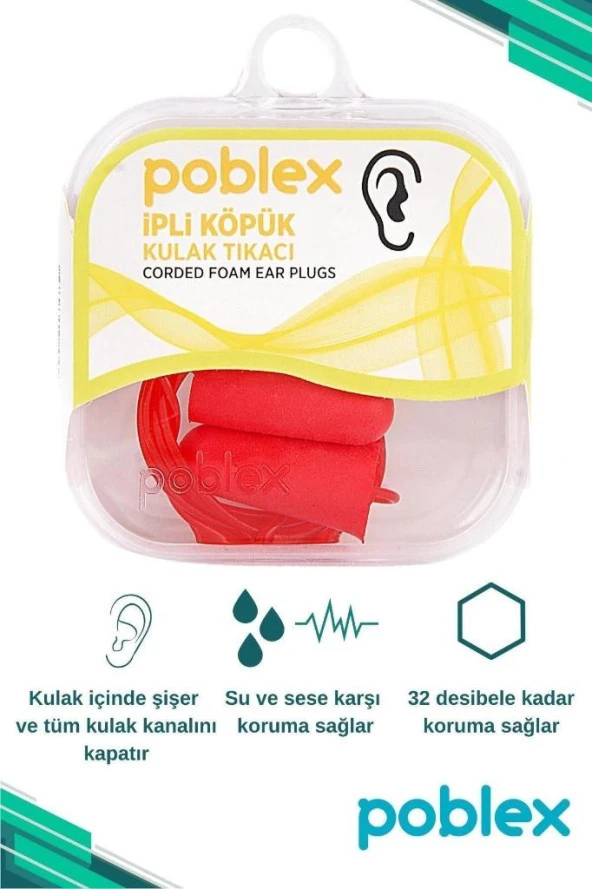 Poblex Ipli Köpük Kulak Tıkacı - Kulak Koruyucu Tıpası