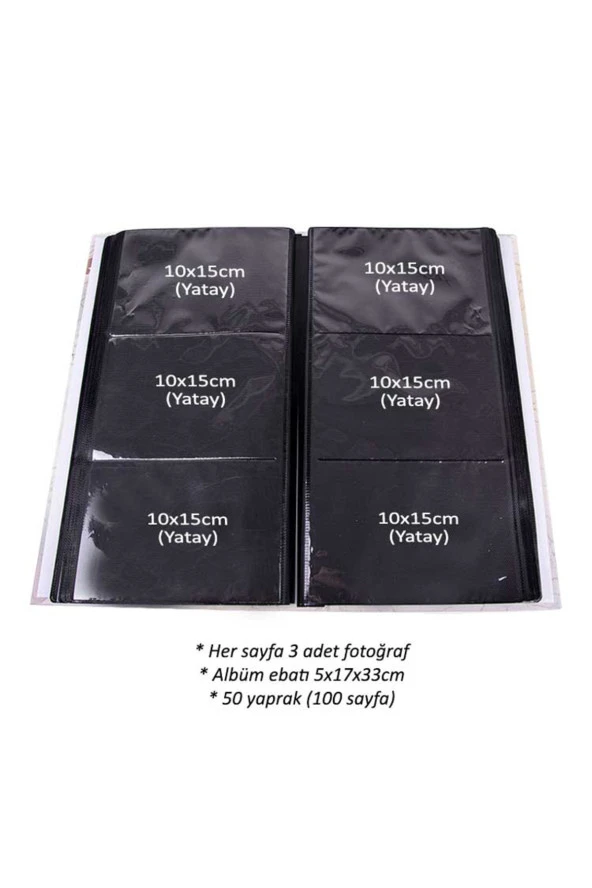 Rabsev RS307 Fotoğraf Albümü 10x15cm 300 Fotoğraf Kapasiteli Retro Desenli Lüks Albüm - 5