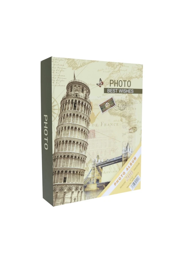 Rabsev RS4602-2 Fotoğraf Albümü 10x15cm 200 Fotoğraf Kapasiteli Pisa Kulesi Desenli Anı Albümü