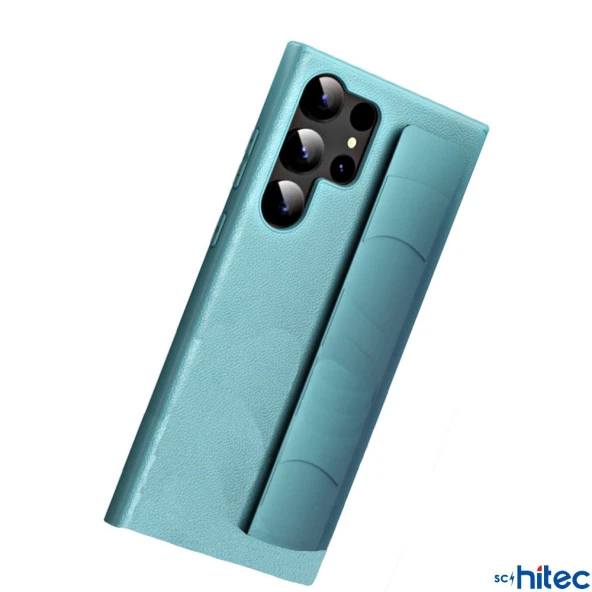 ScHitec Samsung Galaxy S24 Ultra Uyumlu Premium  Case Parmak Askılı Telefon Kılıfı Açık Mavi - 3