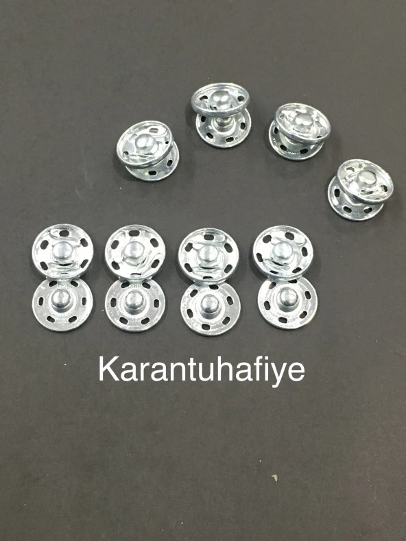 Çıtçıt metal gümüş 1,3 cm 8 li set  52771510111815