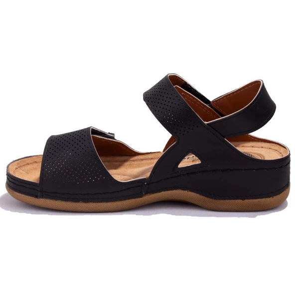 Polaris 104424 Siyah Ortopedik Günlük  Kadın Sandalet - Resim 3