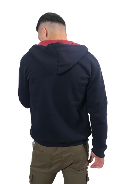 Erkek Armalı Fermuarlı Kapüşonlu Lacivert Sweatshirt 310 - 2