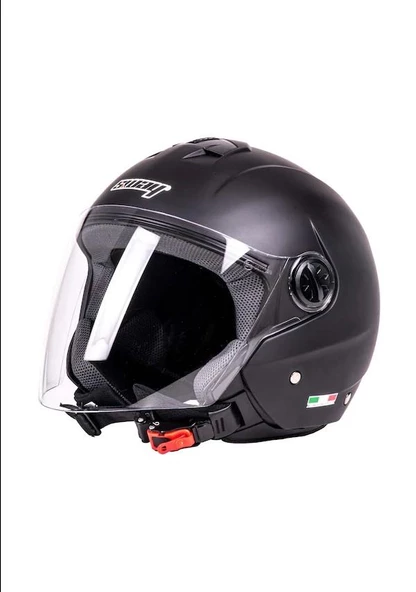 Sway 715 Şeffaf Vizörlü Yarım Motosiklet Scooter Kaskı XXL Beden Solid Mat Siyah ürün görseli