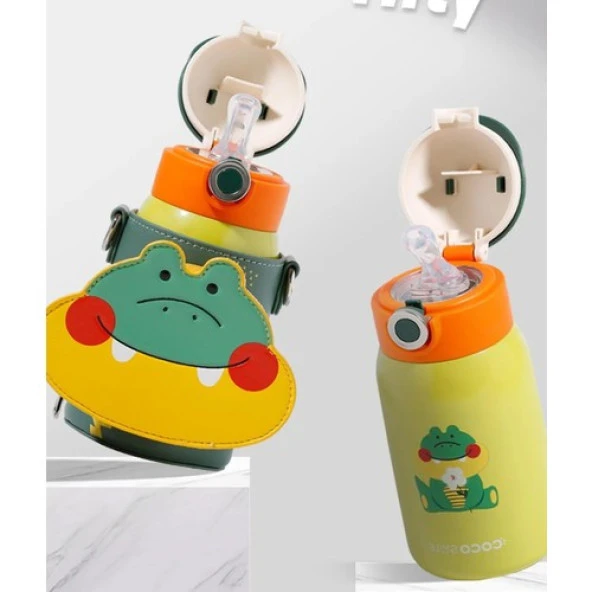 Vagonlife CS 8105 Özel Kutulu Kılıflı 470 ml Pipetli Çelik Termos Boyun Askılı - 3