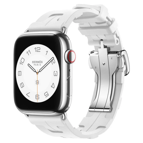 KNY Apple Watch 40 MM için Örgü Desenli Silikon Kayış-Kordon KRD-94 Beyaz