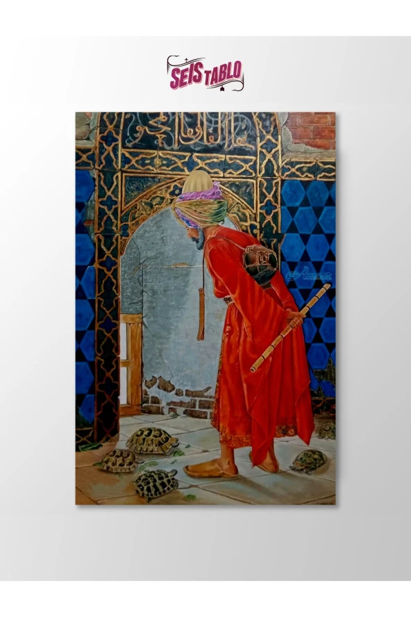 Osman Hamdi Bey - Kaplumbağa Terbiyecisi Tablosu (50x70 Ölçü)