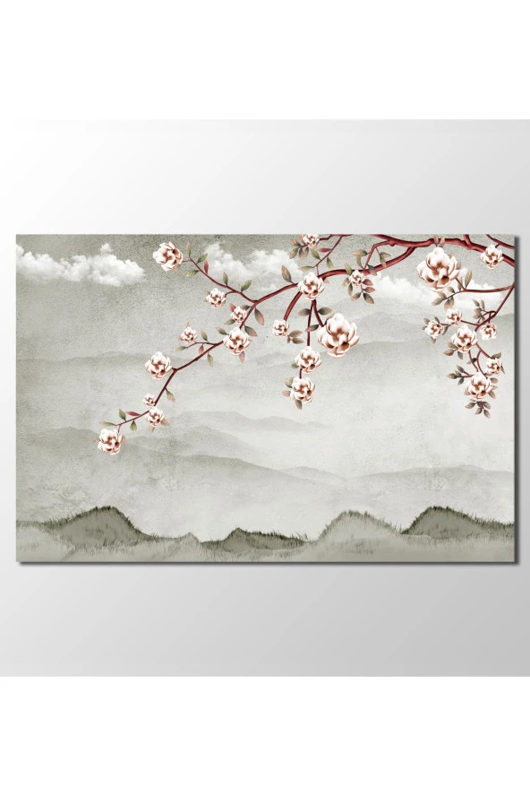 Ağaç Dalları Ve Dağlar Dekoratif Kanvas Tablo (70x120 Ölçü)