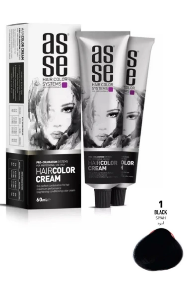 Asse Hair Color Systems Saç Boyası No:1 Siyah - Resim 2
