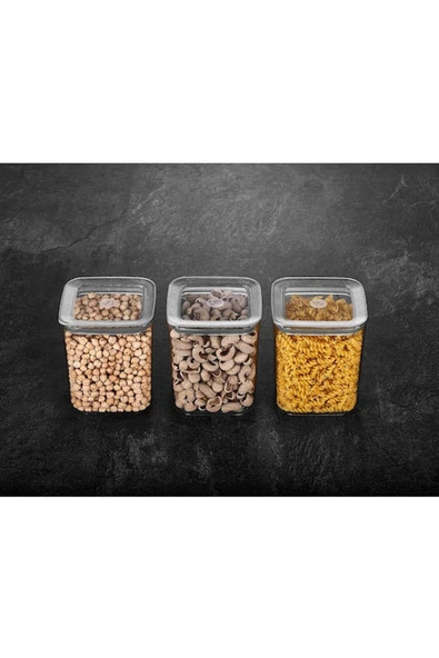 Vip Ahmet Vp-362 Kare Füme 3x1000 Ml Saklama Kabı