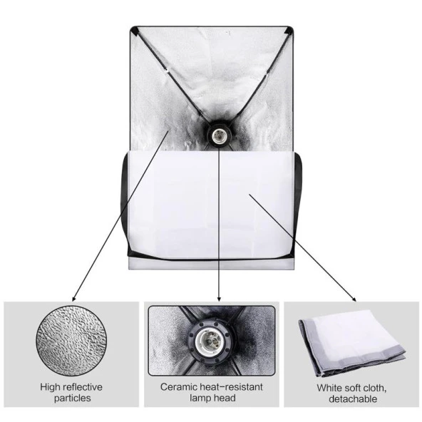 Rabsev Softbox 50x70cm Tek Duylu Sürekli Işık Youtube Video Ve Fotoğraf Çekimi 2'li Set - 3