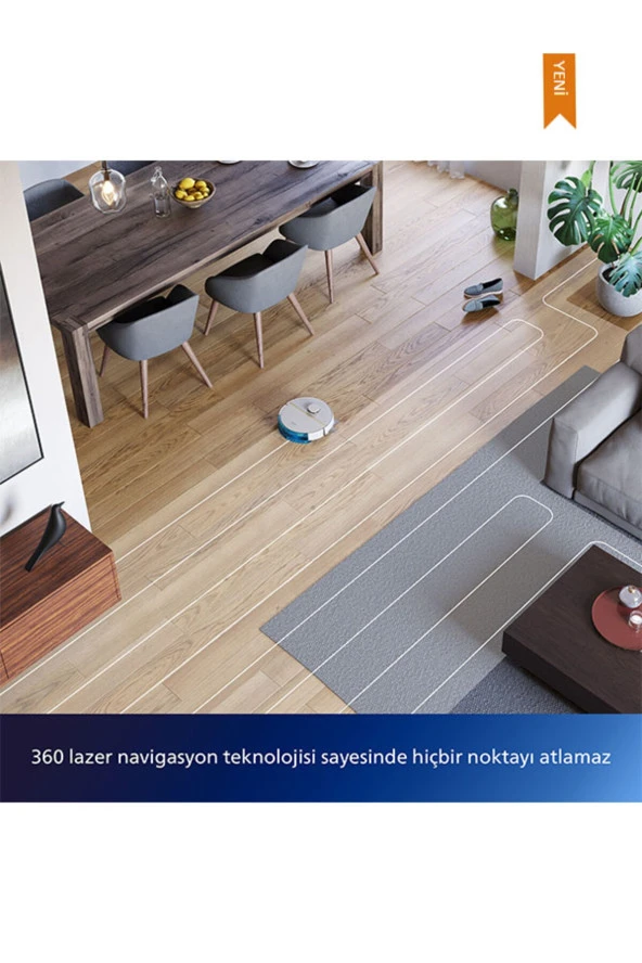 Philips XU3000/02 HomeRun 3000 Serisi Aqua Beyaz Akıllı Robot Süpürge - 6