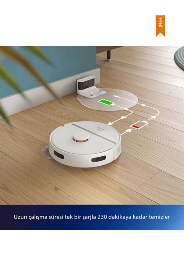 Philips XU3000/02 HomeRun 3000 Serisi Aqua Beyaz Akıllı Robot Süpürge - 7