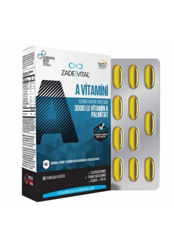 Zade Vital A Vitamini 30 Yumuşak Kapsül - Blister