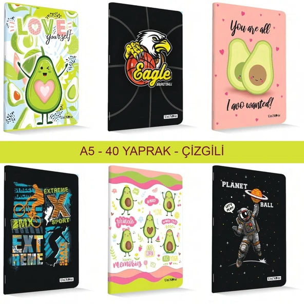 Çınar Uninote A5 40 Yaprak Karton Kapak Dikişli Defter