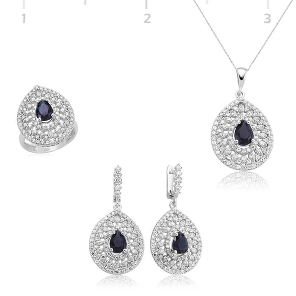 Gümüş Damla Desenli Bayan Set