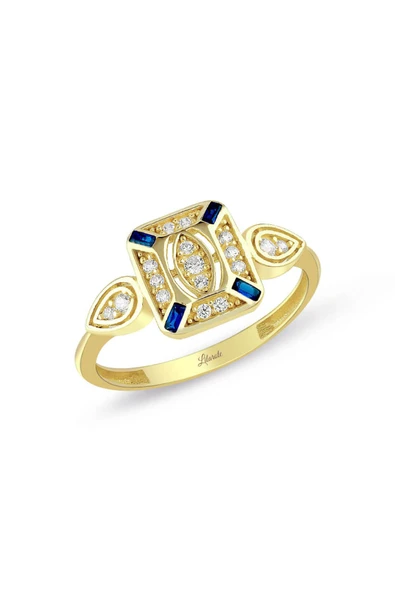 Safirli Kare Taşlı Altın Yüzük ürün görseli 1