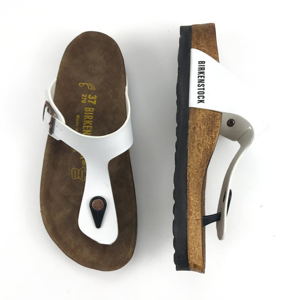 Yeni Sezon Birkenstock Parmak Arası Terlik Beyaz Renk - 4