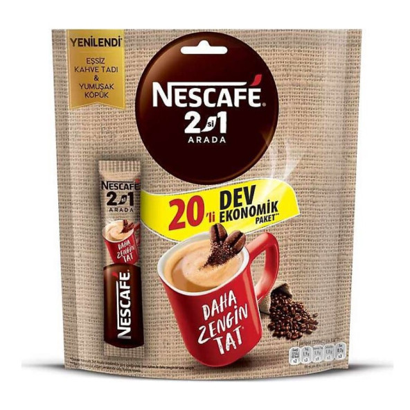 Nescafe 2 si 1 Arada 10 G x  20'li Hazır Kahve Ekonomik Paket