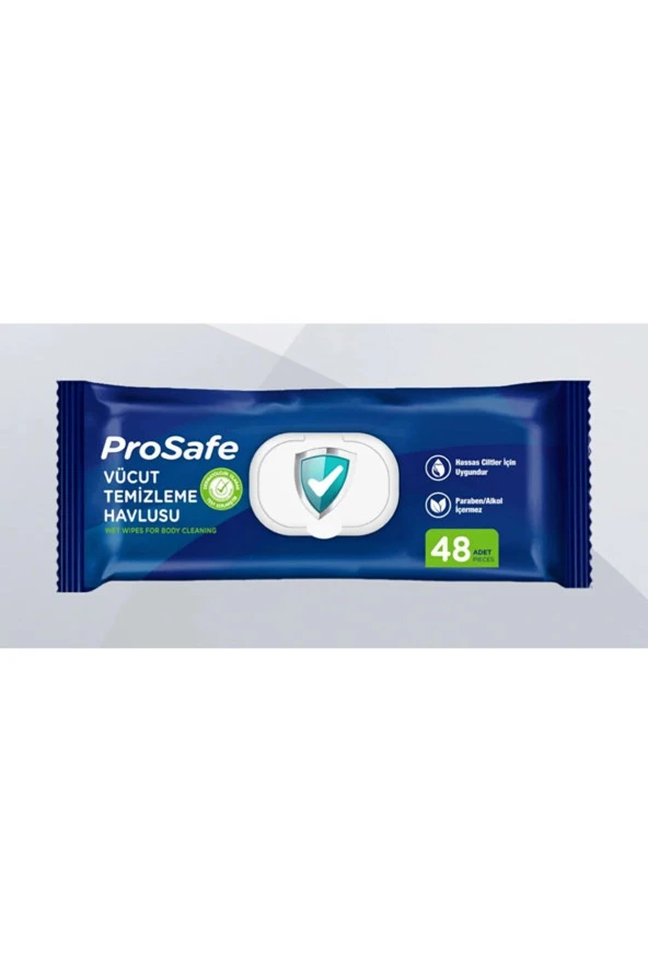 PROSAFE Yetişkin,Hasta Vücut Temizleme Havlusu 1 Paket 48 Li