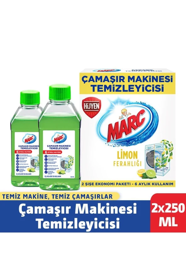 MARC Çamaşır Makinesi Temizleyicisi Limon Ferahlığı 2X250 Ml