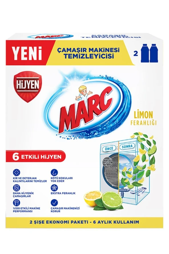 MARC Çamaşır Makinesi Temizleyicisi Limon Ferahlığı 2X250 Ml - 2