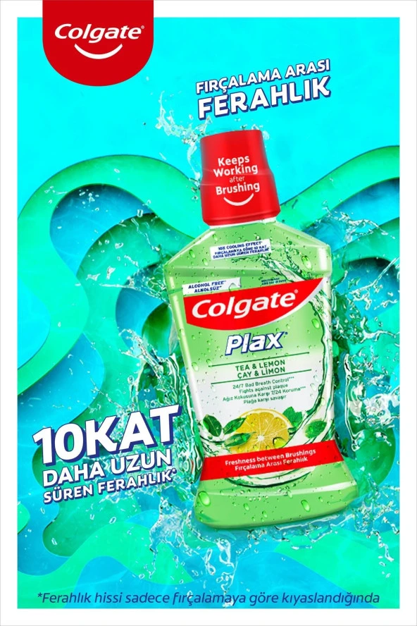 COLGATE Plax Çay Ve Limon Plağa Karşı Alkolsüz Ağız Bakım Suyu 500 Ml