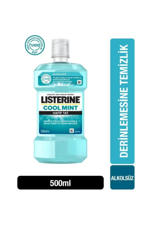 LİSTERİNE Cool Mint Hafif Tat Alkolsüz Ağız Bakım Suyu 500 Ml