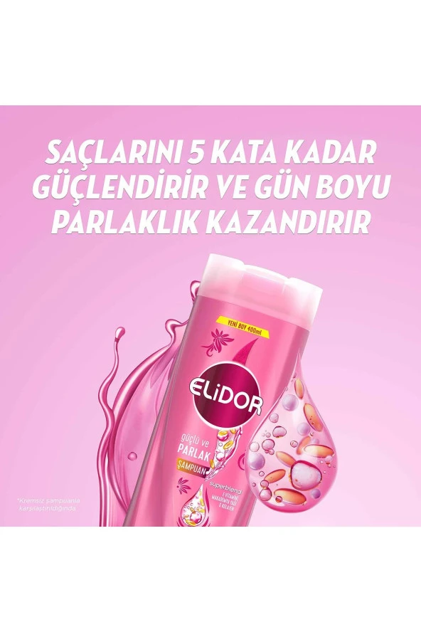 ELİDOR Superblend Saç Bakım Şampuanı Güçlü Ve Parlak E Vitamini Makademya Yağı Kolajen 400 Ml X2