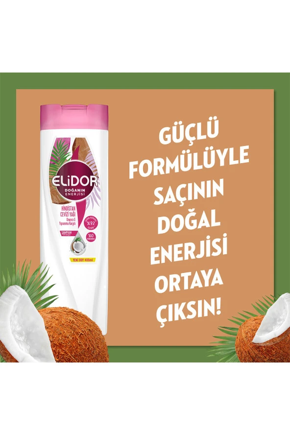 ELİDOR Doğanın Enerjisi Şampuan Hindistan Cevizi Yağı 400 Ml X3 - 6
