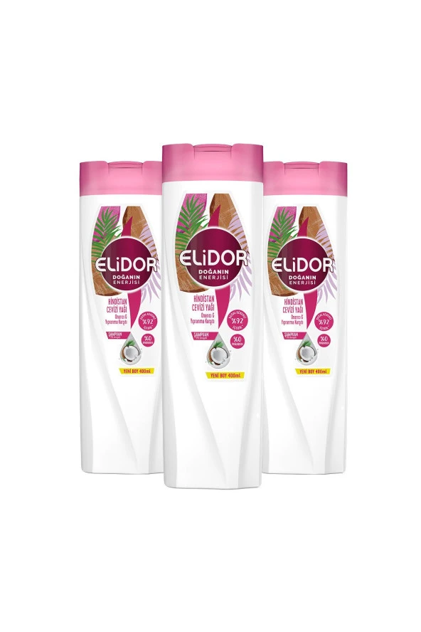 ELİDOR Doğanın Enerjisi Şampuan Hindistan Cevizi Yağı 400 Ml X3