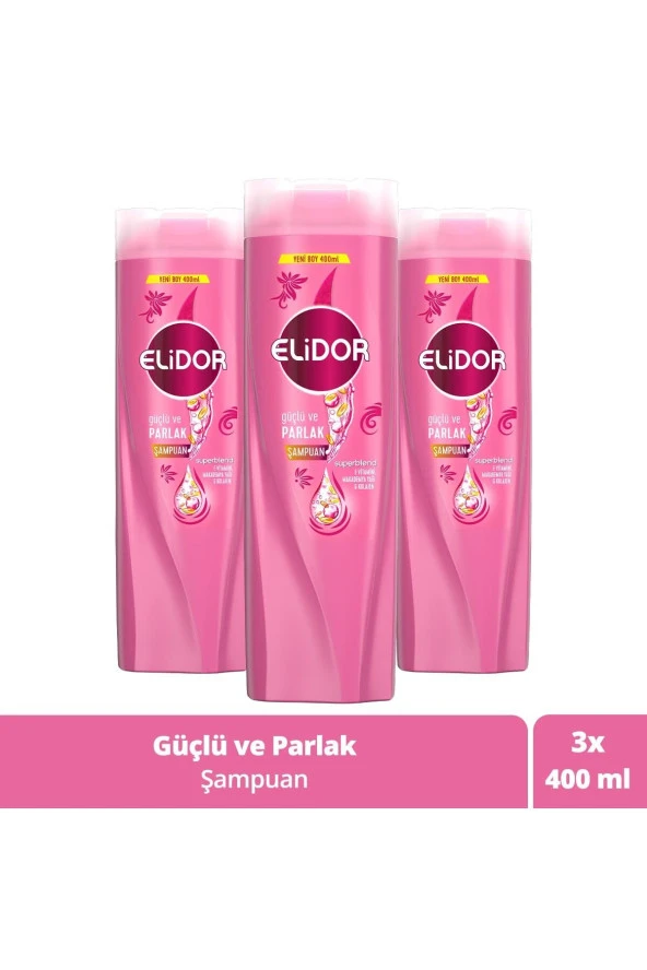 ELİDOR Superblend Saç Bakım Şampuanı Güçlü Ve Parlak E Vitamini Makademya Yağı Kolajen 400 Ml X3 - Resim 4
