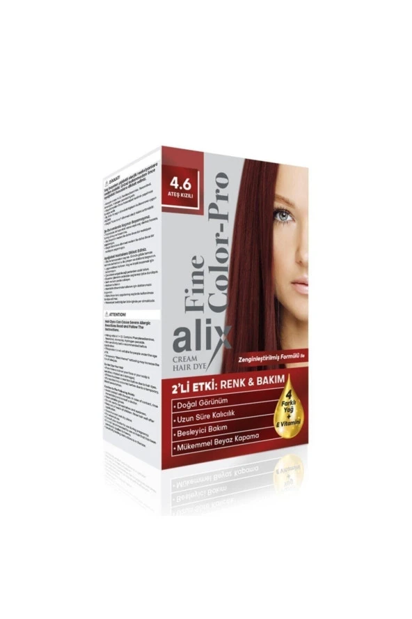 ALİX Saç Boyası Kiti 4.6 Ateş Kızılı 50 Ml