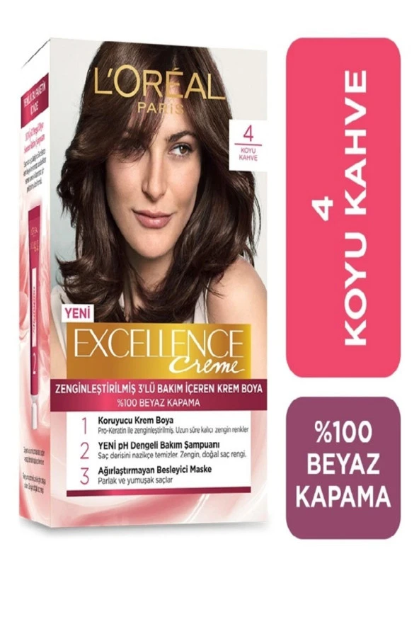 L'OREAL PARİS L'Oréal Paris Excellence Creme Saç Boyası - 4 Koyu Kahve