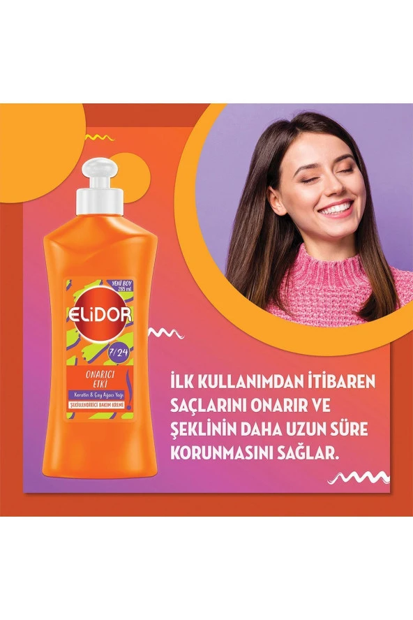 ELİDOR 7/24 Şekillendirici Saç Bakım Kremi Onarıcı Etki Keratin & Çay Ağacı Yağı 265 Ml - 3