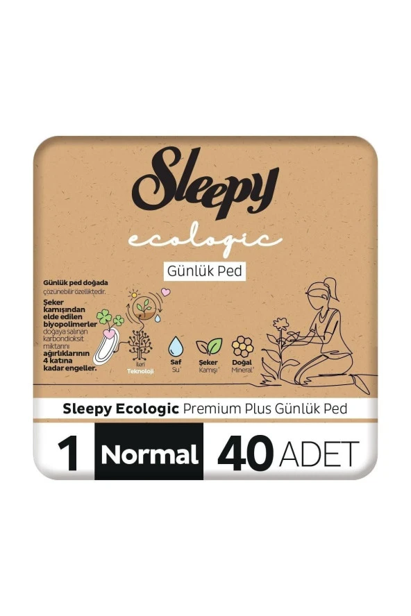 SLEEPY Ecologic Premium Plus Günlük Ped Normal 40 Adet Ped