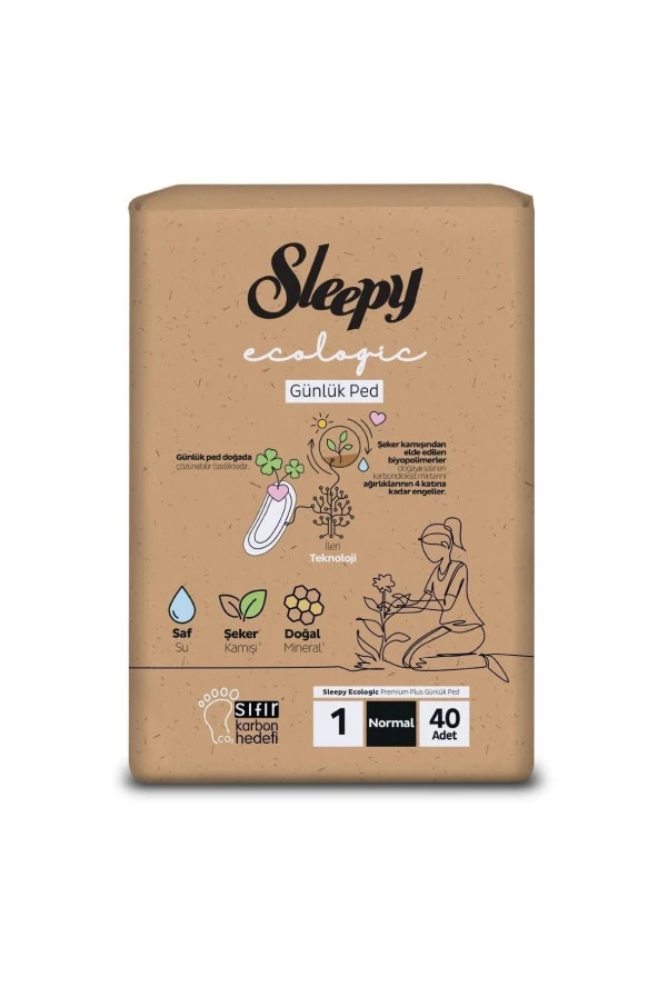 SLEEPY Ecologic Premium Plus Günlük Ped Normal 40 Adet Ped - 2