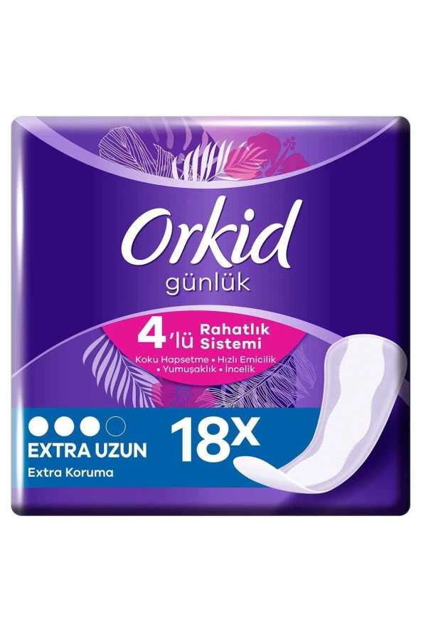 ORKİD Extra Koruma Extra Uzun Günlük Ped 18 Adet