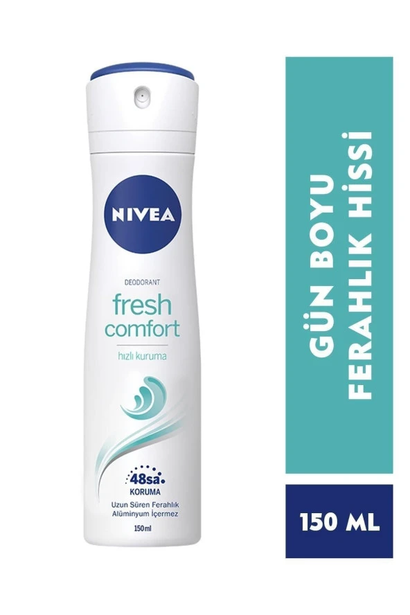 NİVEA Kadın Sprey Deodorant Fresh Comfort 150 Ml,48 Saat Koruma,Gün Boyu Ferahlık, Hızlı Koruma