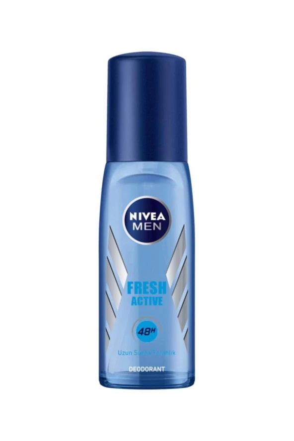 NİVEA Men Erkek Pump Sprey Deodorant Fresh Active 75Ml, Ter Kokusuna Karşı 48 Saat Koruma, Gün Boyu Ferah