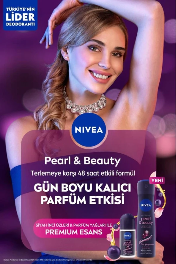 NİVEA Kadın Sprey Deodorant Pearl&Beauty Fine Fragrance,48 Saat Anti-Perspirant Koruma 150Ml X2 Adet