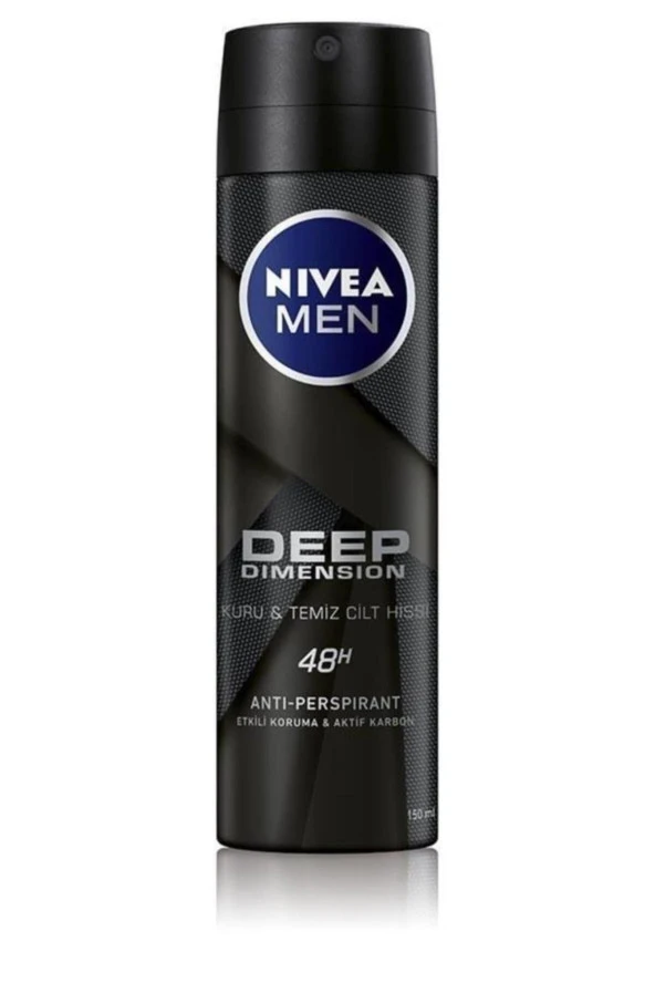 NİVEA Men Erkek Sprey Deodorant Deep Dimension 150 Ml,48 Saat Anti-Perspirant Koruma