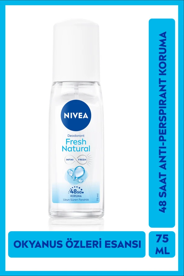 NİVEA Kadın Pump Sprey Deodorant Fresh Natural 75Ml, 48 Saat Anti-Perspirant Koruma