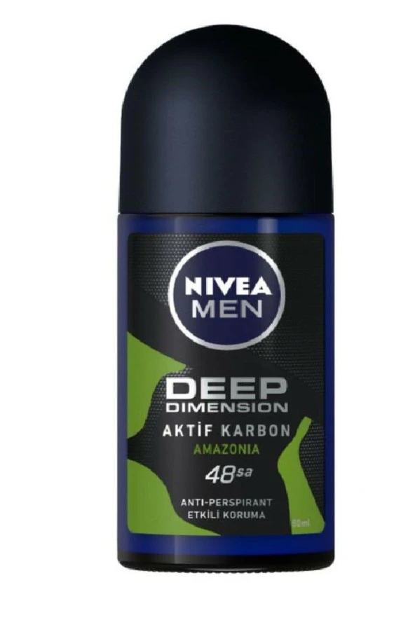 NİVEA Men Erkek Roll On Deodorant Deep Dimension Amazonia, 48 Saat Anti-Perspirant Koruma 50 Ml