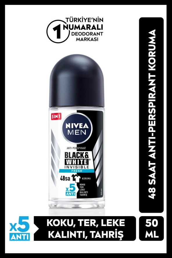 NİVEA Deo Roll-On Inv B&W Fresh Erkek 50 Ml