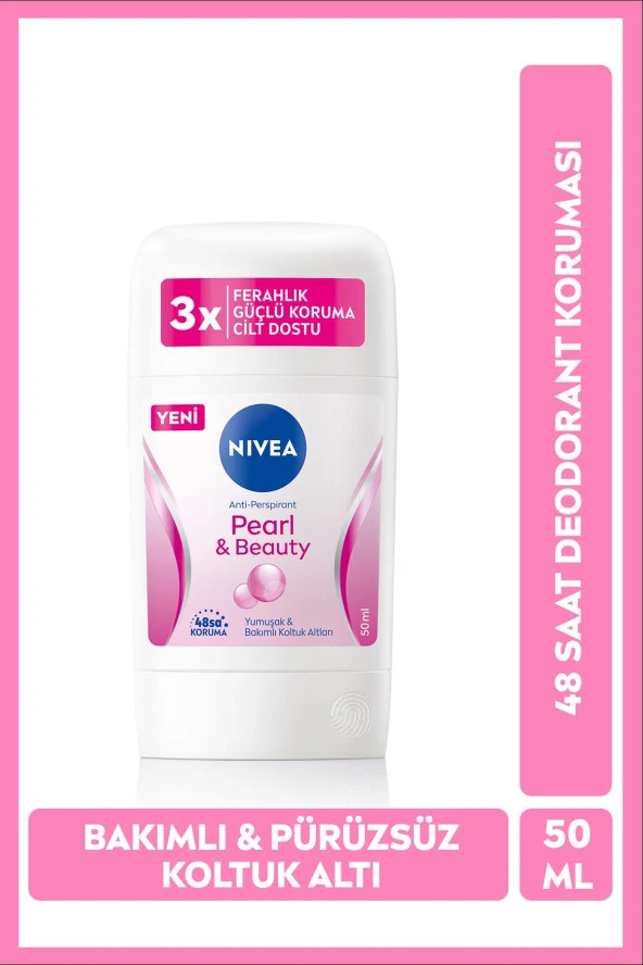 NİVEA Kadın Stick Deodorant Pearl&Beauty,48 Saat Anti-Perspirant Koruma 50Ml