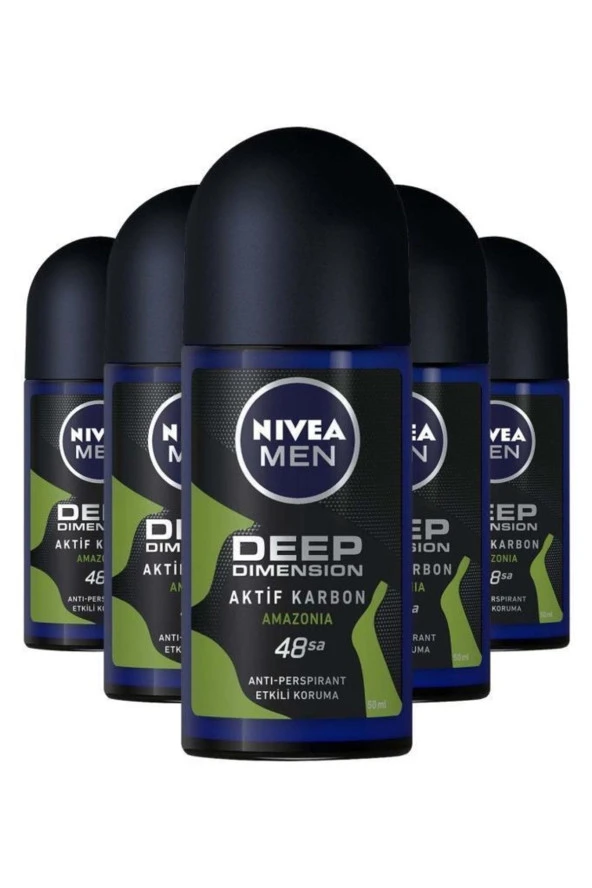 NİVEA Erkek Roll-On Deep Dimension Amazonia 50Ml X5